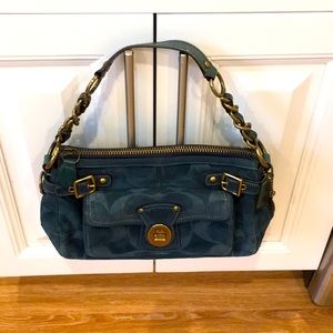 Coach Vintage Suede Blue Leather, Chain Strap